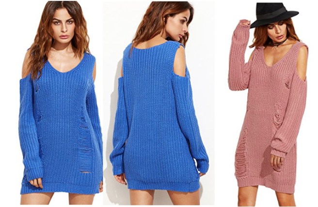 unraveled_cold_shoulder_sweater_dress_blue_pink