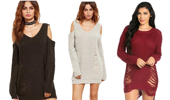 unraveled_distressed_sweater_cold_shoulder_dress_jumper
